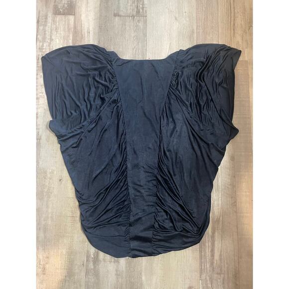 BCBG MAXAZRIA  Ink Navy Blouse Top V-Neck Slouchy Lined Boho Sz XS - Picture 11 of 11